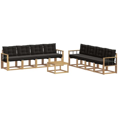 vidaXL Zunanja garnitura za sedenje z blazino 9 pcs Bela in črna, (5000270043) Cene