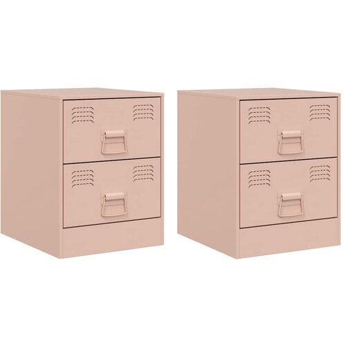 Maison Chic Dvo delni komplet Nočne omarice - Nočne mize roza 34,5x39x44 cm jeklo, (21687471) Slike