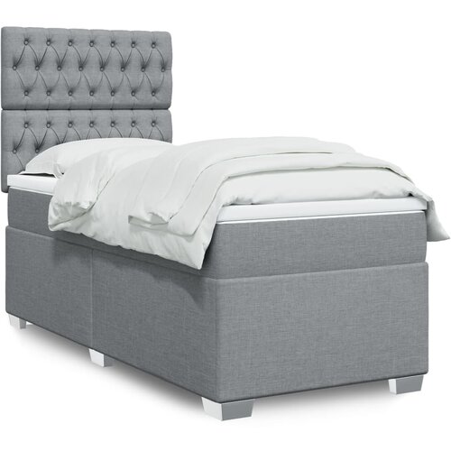 VidaXL Okvir kreveta s oprugama i madrac svjetlosivi 80x200cm tkanina Slike