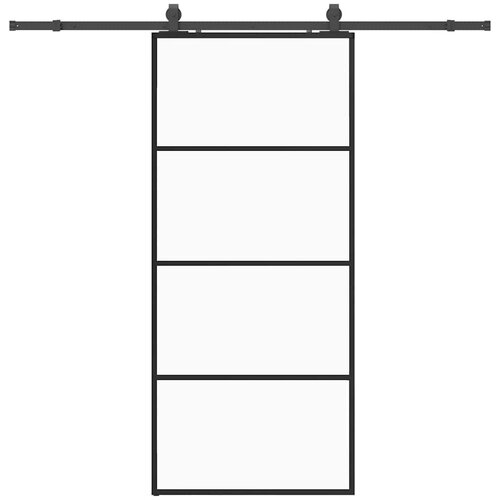 vidaXL drsna vrata z opremo črna 90x205 cm esg steklo, (21749553) Cene