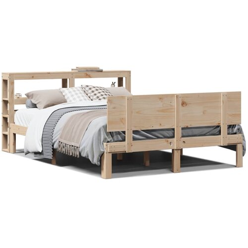 vidaXL Posteljni okvir z vzglavjem 140x190 cm trdna borovina Cene