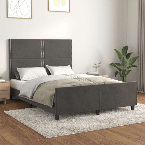  Posteljni okvir z vzglavjem temno siv 140x190 cm žamet, (20738493) Slike