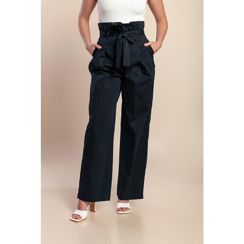 Fenzy Plus Size Hlače Z Visokim Pasom, Temno Modra Cene