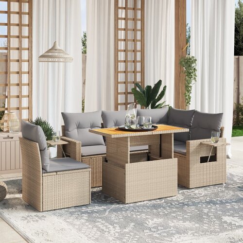 vidaXL 6-dijelni set vrtnih sofa s jastucima bež od poliratana Cijene