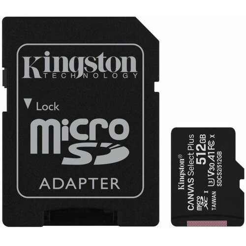 Kingston A1 MicroSDXC 512GB 100R class 10 SDCS2/512GB + adapter Cene