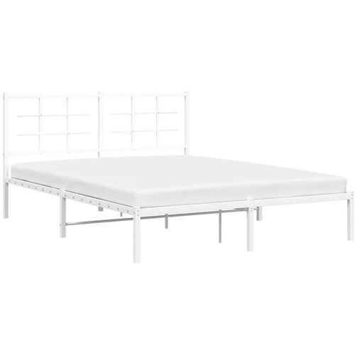  Metalni okvir za krevet s uzglavljem bijeli 150x200 cm Slike