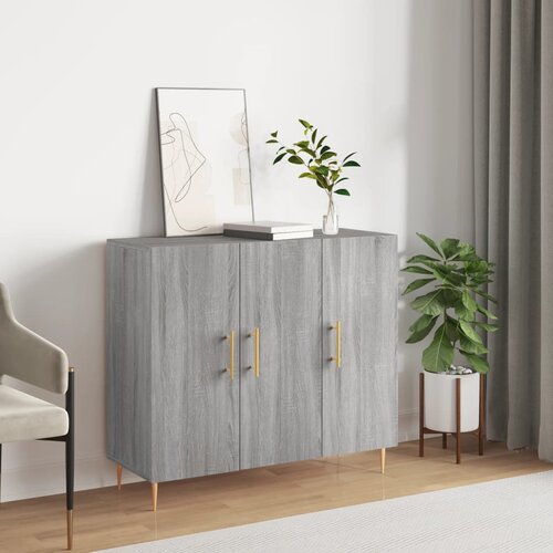 VidaXL Komoda siva sonoma 90x34x80 cm konstruiran les Slike