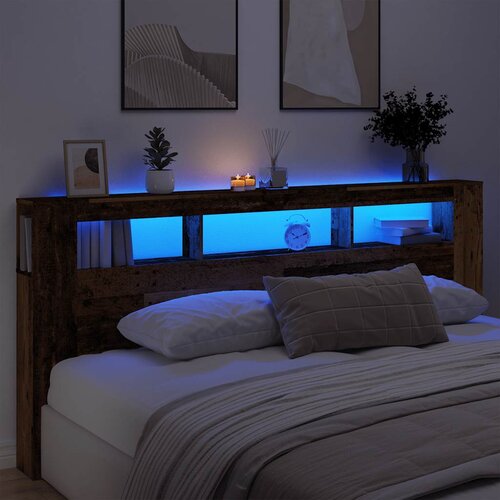  LED uzglavlje boja drva 220x18,5x103,5 cm konstruirano drvo Cijene