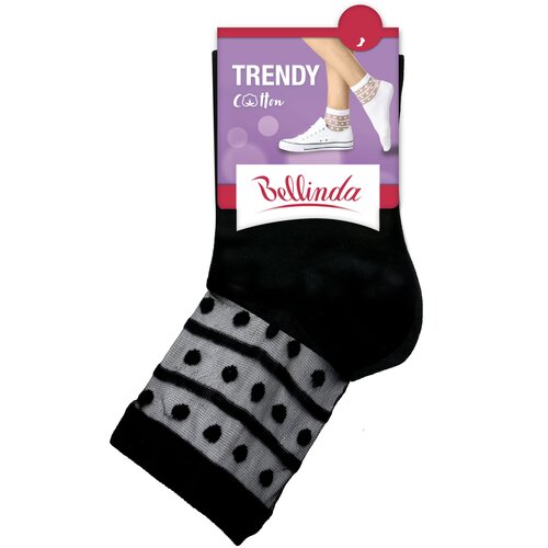 Bellinda TRENDY COTTON SOCKS - Women&amp;#039;s Socks with Decorative Hem - Black Slike
