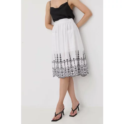 Max&co. Pamučna suknja boja: bijela, midi, širi se prema dolje