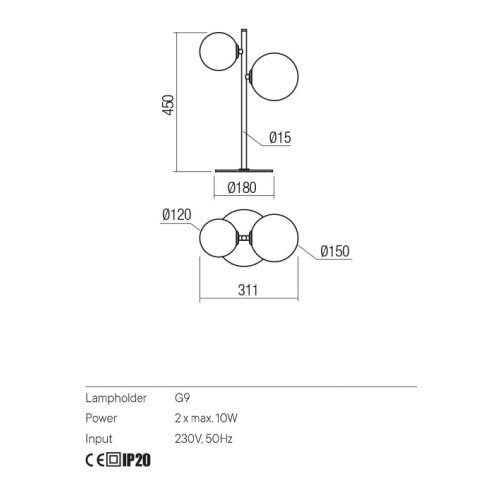  Redo 01-2784 - Stona lampa ROY 2xG9/10W/230V Slike