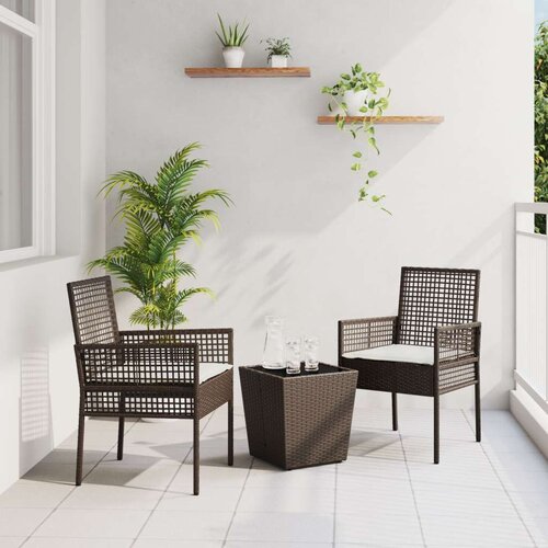  3-dijelni vrtni bistro set s jastucima smeđi poli ratan Cene