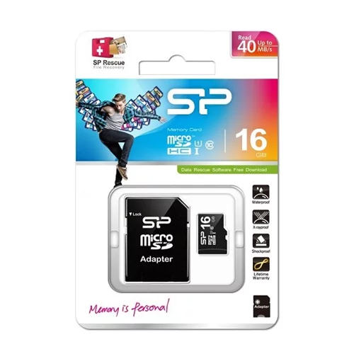 Silicon Power Micro SDHC 16GB + Adapter SP016GBSTHBU1V10SP