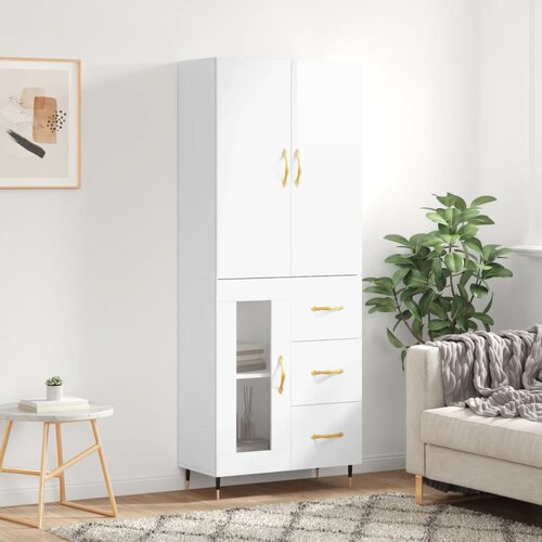  Visoka komoda sjajna bijela 69,5x34x180 cm konstruirano drvo Slike
