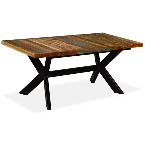  Blagovaonski stol od masivnog obnovljenog drva i čelika 180 cm