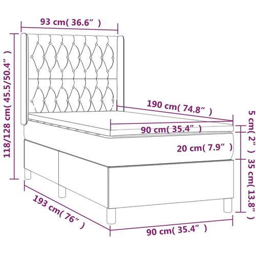  box spring s madracem LED plavi 90x190 cm od tkanine Slike