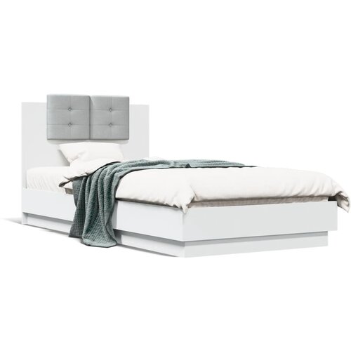 VidaXL Okvir za krevet s uzglavljem i LED svjetlima bijeli 90x190 cm Slike