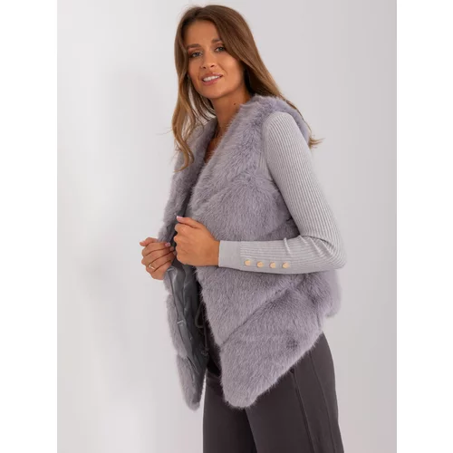 Fashion Hunters Gray fur vest with lining