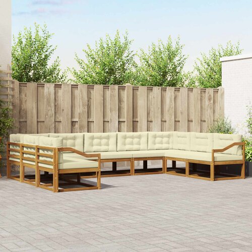  Set vanjskih sofa 9 kom. Prirodna i krem Smeđa 404 x 245,5 x 73 cm Slike