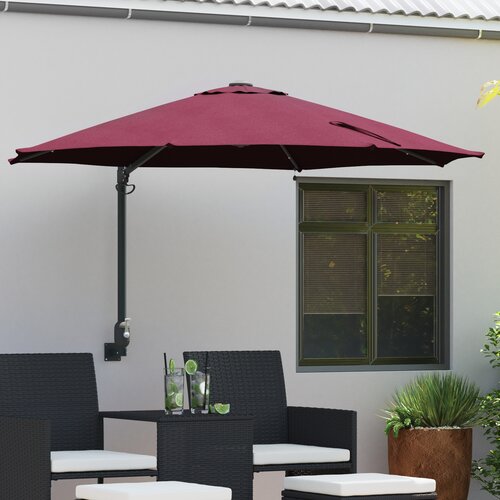vidaXL Zidni vrtni suncobran s LED-ima Bordeaux Crveni 248 cm Cijene