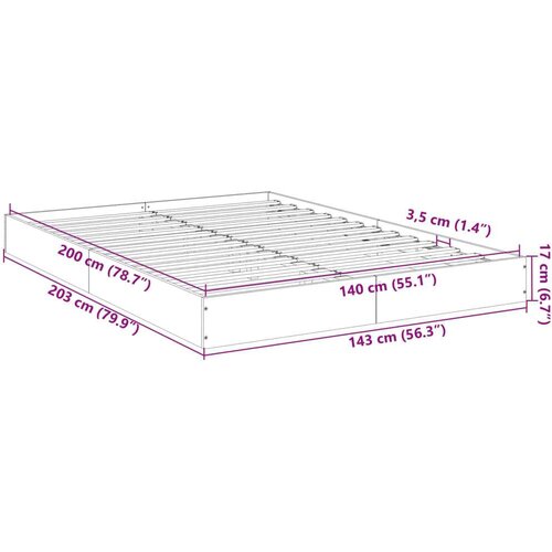 VidaXL okvir kreveta siva boja betona 140x200 cm od konstruiranog drva Slike
