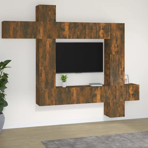 vidaXL 9-dijelni set TV ormarića boja dimljenog hrasta drveni