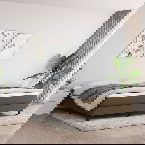 VidaXL okvir za krevet s oprugama tamnosmeđi 180x200 cm od tkanine Slike