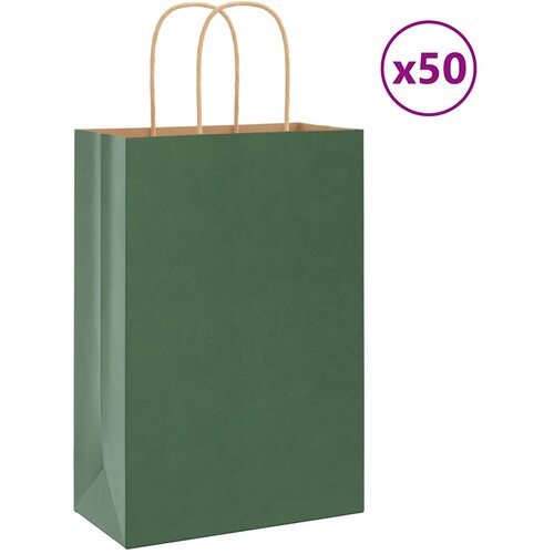 vidaXL Papirnate vrećice 50 kom s ručkama zelene 21x11x31 cm Cijene