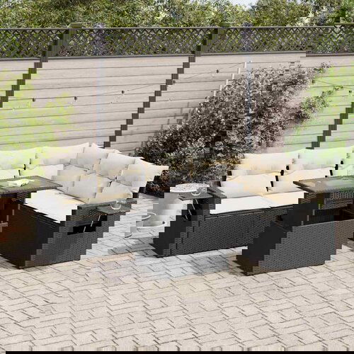 vidaXL 7-dijelni set vrtnih sofa od poliratana s jastucima crni Cijene