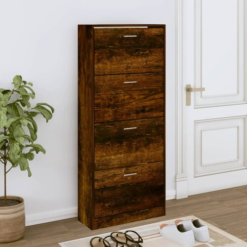 vidaXL Omarica za čevlje dimljen hrast 63x24x147 cm inženirski les Cene