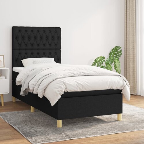  Box spring krevet s madracem crni 90x190 cm od tkanine Cijene