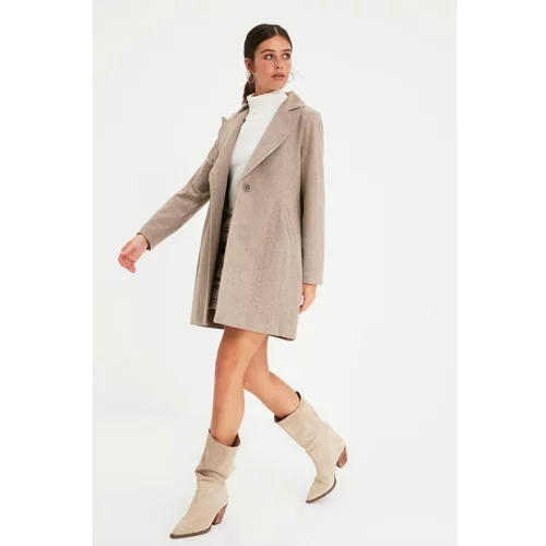 Trendyol Mink Front Buttoned Wool Cachet Coat