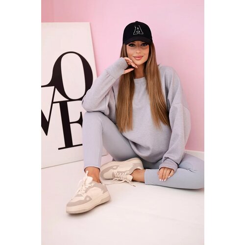 Kesi Włoski Set hoodie buttery fabric + ribbed trousers grey Cene