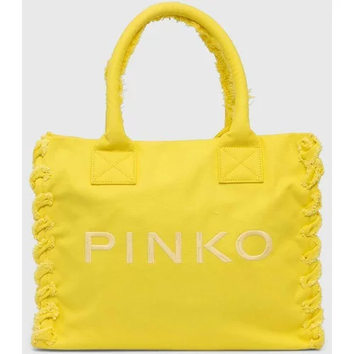 Pinko Pamučna torba boja: žuta, 100782 A1WQ