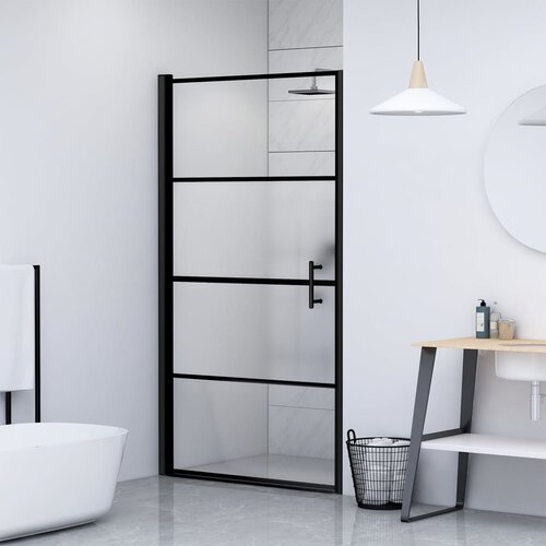 vidaXL Vrata za tuš-kabinu 91x195 cm napola mutno kaljeno staklo crna Cijene