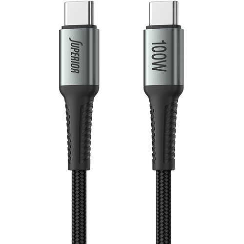Superior USB data kabal SU-K103, Pleteni , Fast, 100W, 5A, Type C na Type C , 1m, Sivi Cene