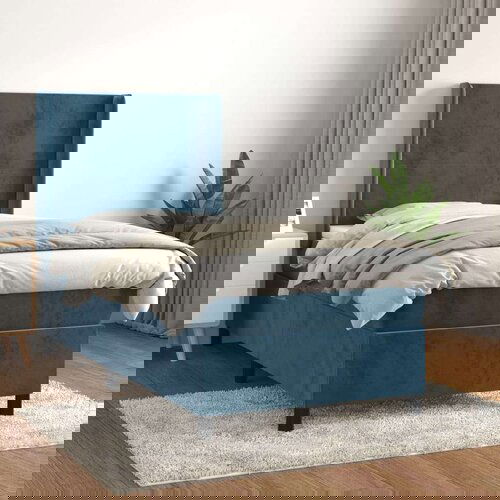 Box spring krevet s madracem tamnoplavi 80 x 200 cm baršunasti Cijene