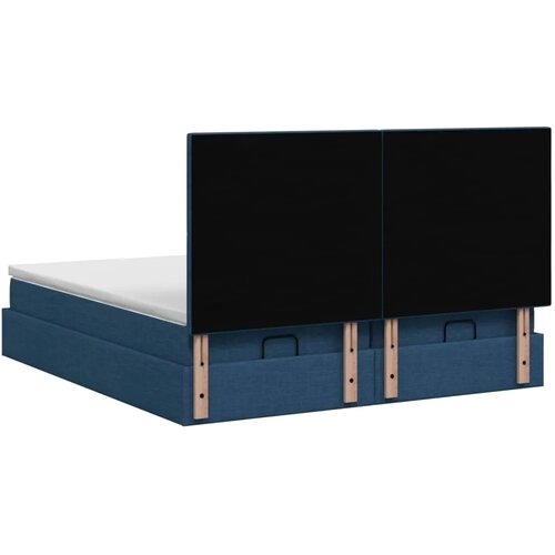  Krevet od pjene s madracem i LED-om Plava 160 x 200 cm Tkanina - Plava 160 x 200 cm Pro&amp;scaron;iveno gumbima Slike