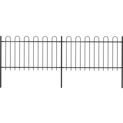  ograda s ukrasnim lukovima čelična 3,4 x 1 m crna