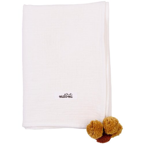 Malomi Kids Deka za bebe od bijelog muslina 100x140 cm Pompon - Cijene