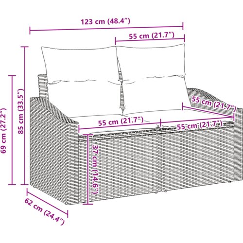 vidaXL 8-delni vrtni sofa set z blazinami bež poli ratan akacija, 2-sedežna vrtna sofa z blazinami bež poli ratan, 3-delni vrtni jedilni set z blazinami bež poli ratan akacija Cene