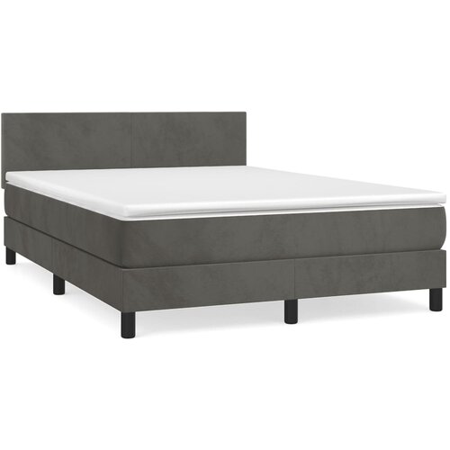 VidaXL Box spring postelja z vzmetnico temno siva 140x200 cm žamet, (20790334) Slike
