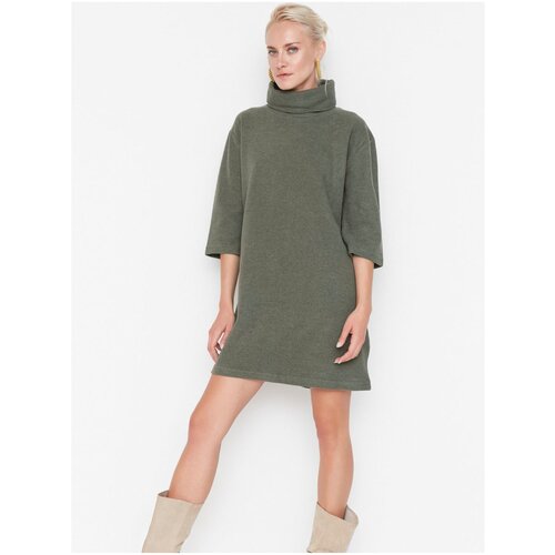 Trendyol khaki sweater dress with turtleneck - Women Slike