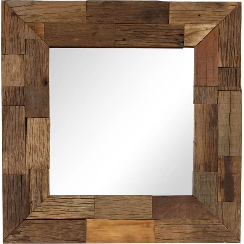 vidaXL Ogledalo iz trdnega predelanega lesa 50x50 cm