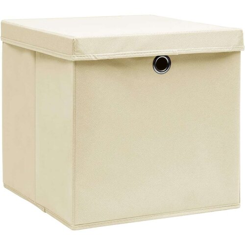 vidaXL Škatle s pokrovi 4 kosi 28x28x28 cm krem Cene