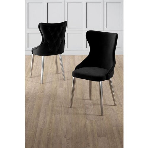 Hanah home Alpa - Black, Chrome BlackChrome Chair Set (6 Pieces) Cene