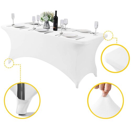 Multi Garden univerzalna navlaka za stol &amp;ndash; rastezljiva, 240 cm (8 ft), bijela Slike