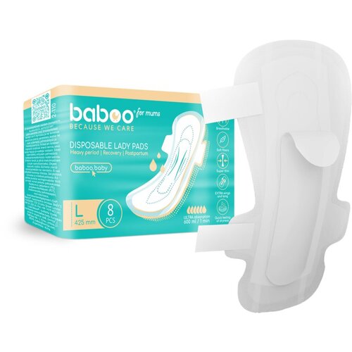 Baboo Postpartum Maternity Pads higijenski ulo&amp;scaron;ci nakon poroda jednokratne veličina L 8 kom Slike