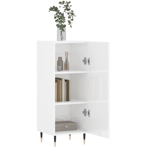  Komoda sjajna bijela 34,5 x 34 x 90 cm od konstruiranog drva Slike