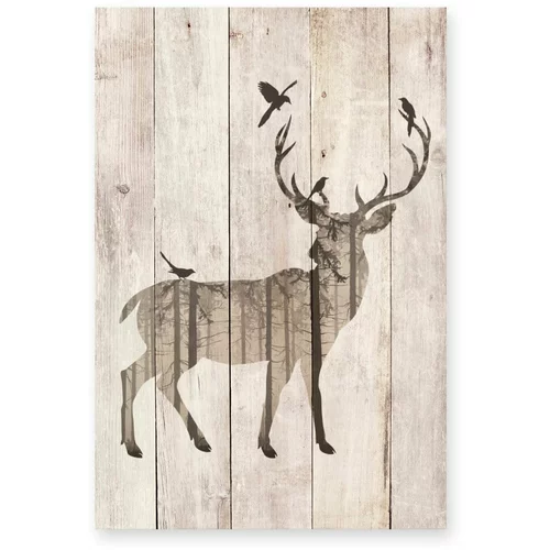 Really Nice Things drvena zidna ukrasna slika od borovog drva Watercolor Deer, 40 x 60 cm